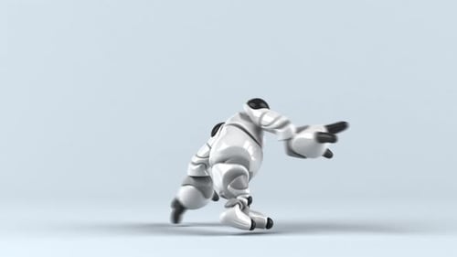 Cute 3D Robot Character Performing Dynamic Dance Animation