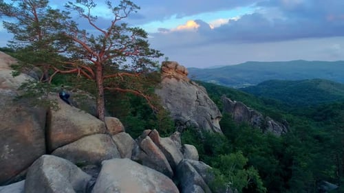 Aerial View of Rock Formations and Lush Forests