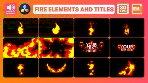 Fire Elements Titles And Transitions | DaVinci Resolve