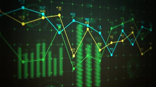 Animated Digital Line Graph of Financial Business Data