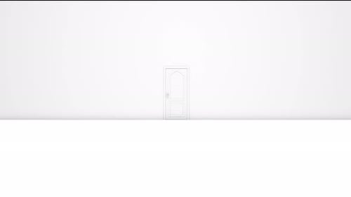 Minimalist White Door Opening Reveals Content Animation