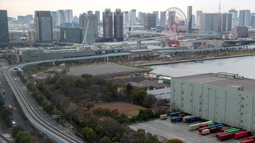 Aerial Day Cityscape Kioto Traffic Motion Tokyo