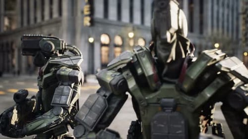 Robots On Guard Of The Modern City