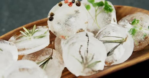 Decorative Ice Cubes with Herbs and Spices