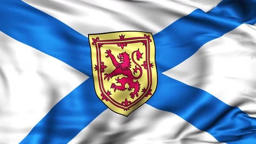 Waving Flag of Nova Scotia with Provincial Crest