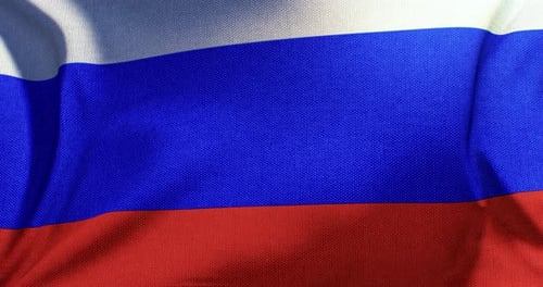 Realistic Waving Russian Flag with Fabric Texture