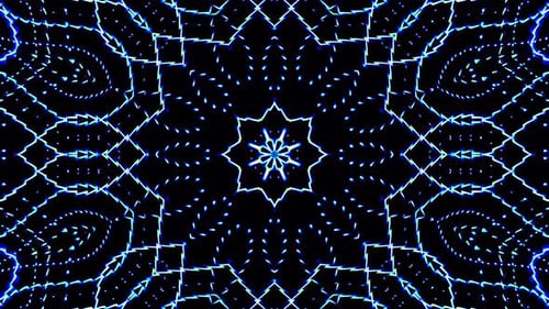 Abstract Blue Geometric Neon Kaleidoscope Background Loop