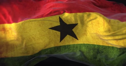 Distressed Ghana Flag Waving Animation