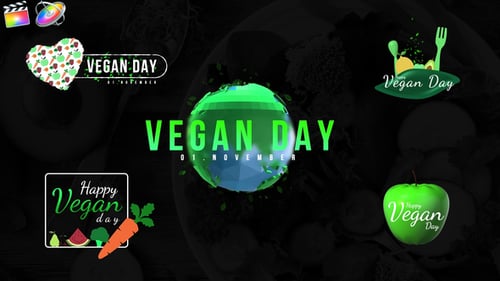 Animated Vegan Day Titles with Fresh Produce Icons