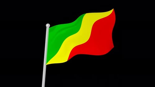 Realistic Waving Republic of the Congo Flag Loop