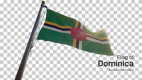 Realistic Dominica National Flag Waving with Alpha Channel