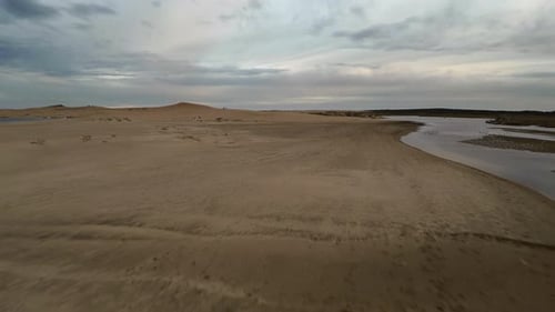 Aerial view of river delta in Uruguay