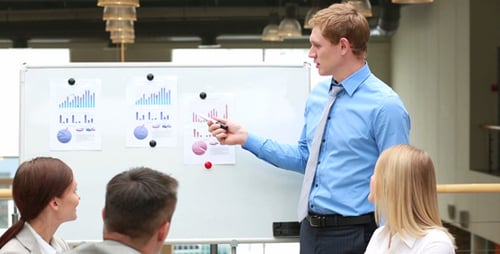 Young Adults Business Presentation in Office Workplace