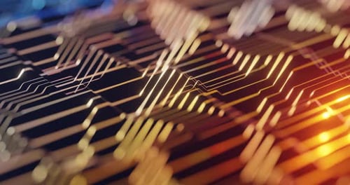 Abstrakter futuristischer Bewegungshintergrund der elektronisch Schaltungstechnik.