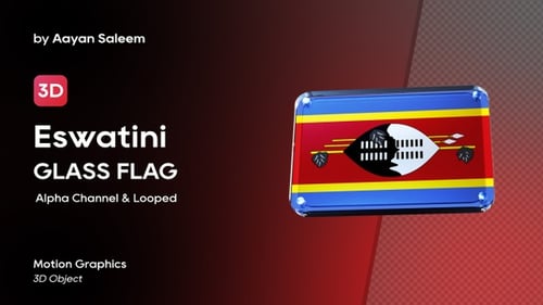Animated 3D Flag of Eswatini Rotating on Black