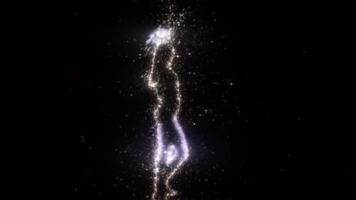 Sparkling Particle Silhouette Dancing Figure