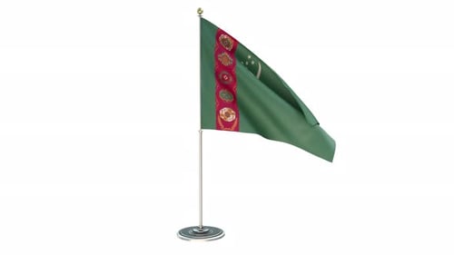 Realistic Turkmenistan Flag Waving Loop 3D Render