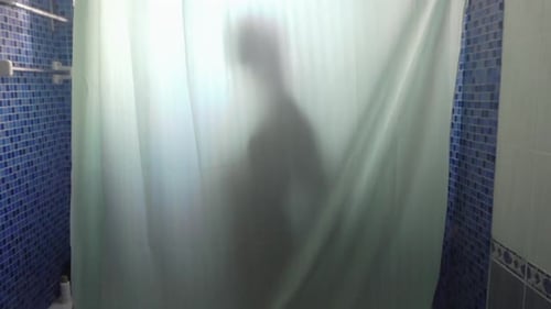 The girl behind the curtain in the shower