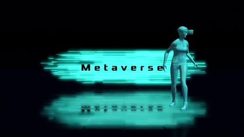 Futuristic Metaverse VR Girl with Neon Text Reveal