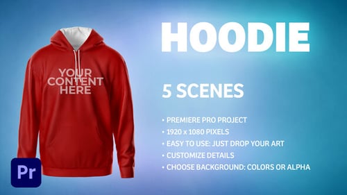 Hoodie - 5 Scenes Mockup Template - Animated Mockup PREMIERE