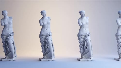 Ancient Roman White Marble Rotating Statue of Venus on a Light Background
