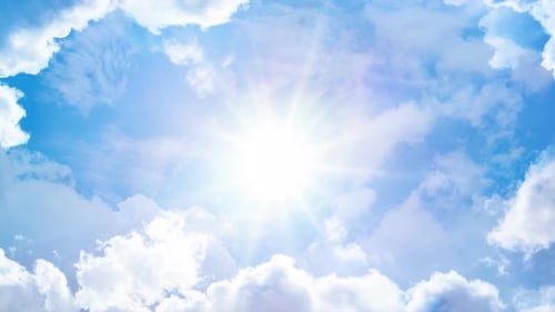Magic Fairytale Sky and Clouds with a Shining Sun