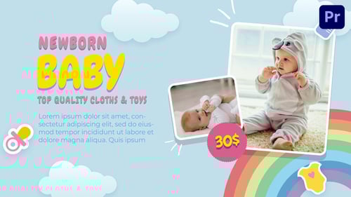 Playful Baby Collection Showcase with Rounded Graphics and Pricing