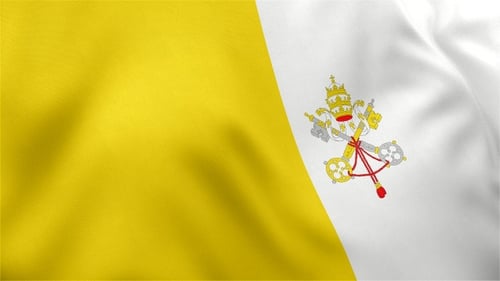 Vatican City Flag Waving in Wind