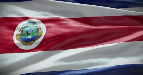 Realistic Costa Rica National Flag Waving Loop Animation