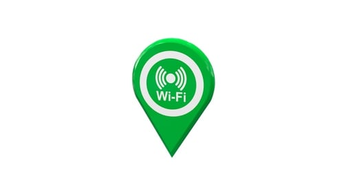 Broche de localisation de la carte avec icône WiFi verte V2