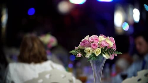 Elegant Floral Arrangement at Wedding Reception Event