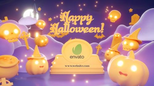 Whimsical Halloween 3D Countdown and Spooky Logo Reveal