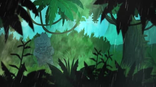 La forêt tropicale humide dense pendant la mousson. La jungle exotique colorée et venteuse
.