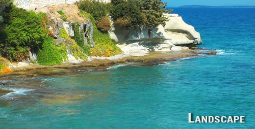 Turquoise Ocean Water Meeting Rocky Coastline