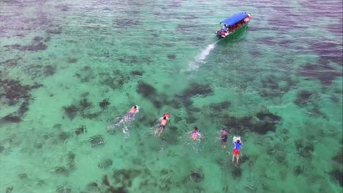 People Swimming in Tropical Turquoise Water