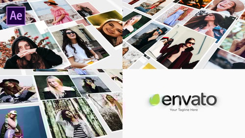 Dynamic Photo Mosaic Logo Reveal Intro