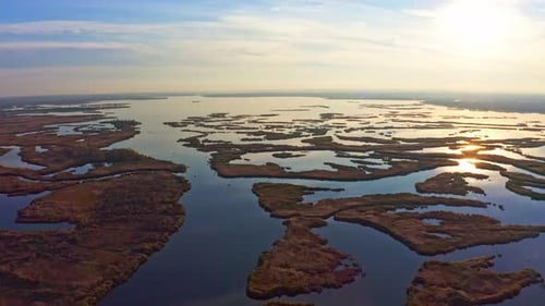 Irresistible Floods on the Samara River on the Dnieper in the Evening Light