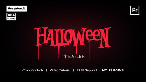 Horror Halloween Trailer Opener with Bloody Dripping Title Animation
