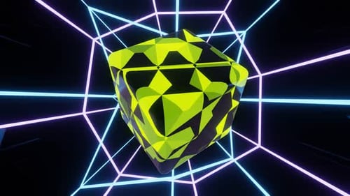 Vj Loops Le vol d'un cube scintillant dans un tunnel 02