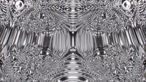 Mesmerizing Liquid Waves of Shiny Metallic Silver Flowing 3D Pattern