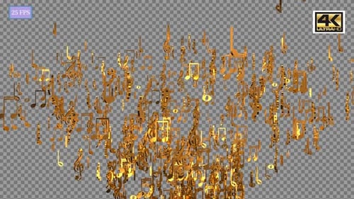 Golden Music Notes Ascending Loop Background