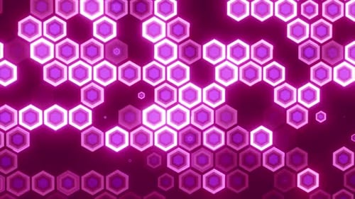 Fondo hexagonal, hexágonos, fondo hexagonal rojo, fondo de animación hexagonal rojo brillante