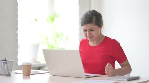 Frustrated Angry Indian Woman Tring to Work in Office