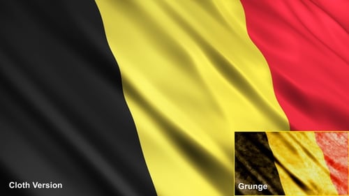 Belgian Flag Waving Loop Clean and Grunge Versions