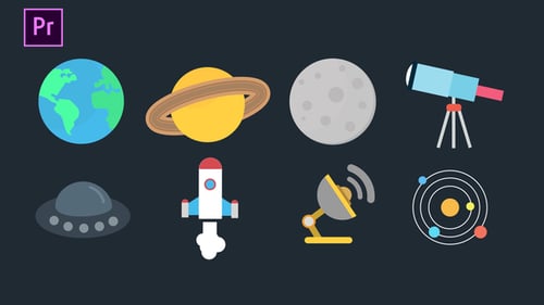 Animated Space Icons Pack in Flat Design