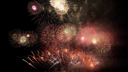 Colorful Fireworks Exploding in the Night Sky