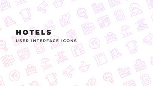 Animated Hotel Service Line Icons Pack for Travel Apps