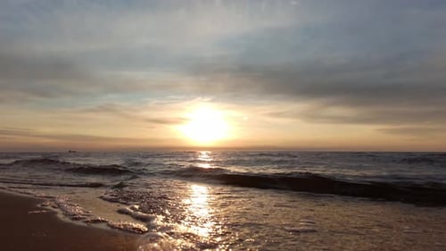 Beautiful Sunrise Over Batlic Sea With Majestic Sky Light Being Reflected. 4k Timelapse Video