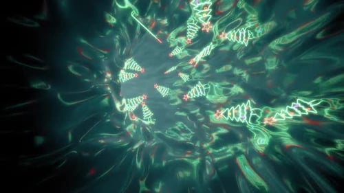 Neon Christmas Tree Lights On Psychedelic Reflective Tunnel Hd