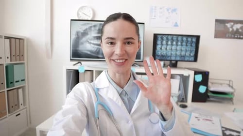 Friendly Doctor Telehealth Video Conference Close-Up